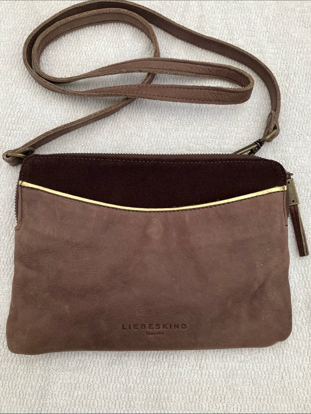 Liebeskind Berlin Brown Leather and Suede Crossbody